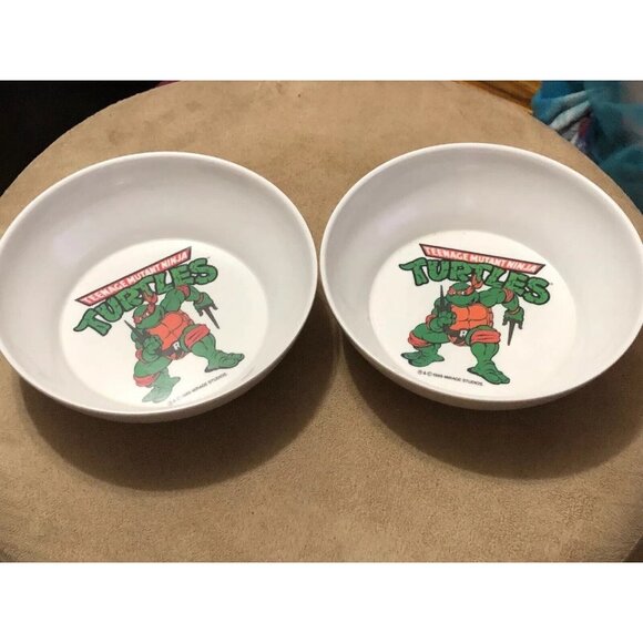 Vintage Teenage Mutant Ninja Turtles Plastic Bowls Lot Of 2 1989 Peter Pan Inc. - Picture 5 of 5